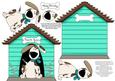 Dog and Kennel Shaped Decoupage Card - Bright Turquoise
