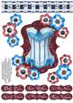 Frilly Corset 8x8 Decoupage Extras - Sky Blue & Burgundy