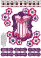 Frilly Corset 8x8 Decoupage Extras - Hot Pink & Purple