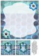 Frilly Corset 8x8 Insert & Tags - Blue, Teal & Aqua