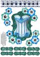 Frilly Corset 8x8 Decoupage Extras - Blue, Teal & Aqua