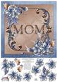 Winter Flowers 8x8 Decoupage Card - Mom - Blue and Brown