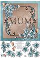 Winter Flowers 8x8 Decoupage Card - Mum - Aqua and Brown