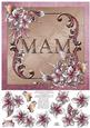 Winter Flowers 8x8 Decoupage Card - Mam - Pink and Brown