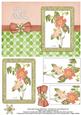 Dog Rose Watercolour Pyramage Card - Coral Pink & Pistachio
