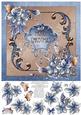 Christmas Winter Flowers 8x8 Decoupage Card - Blue & Brown