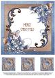Christmas Winter Flowers 8x8 Insert & Tags - Blue & Brown
