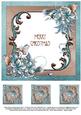 Christmas Winter Flowers 8x8 Insert Tags - Aqua & Brown
