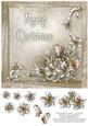 Merry Christmas Winter Flowers 8x8 Decoupage Card - Neutral