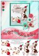 cup368640_1435 - Dog & Cat Playing 8x8 Christmas Decoupage Card - Red & Mint