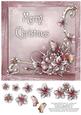 cup368856_1435 - Merry Christmas Winter Flowers 8x8 Decoupage Card - Pink