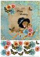 Vintage Lady in Lace Frame Decoupage Card - Happy Birthday