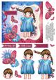 Cute Girl 6x6 Decoupage Card - Hot Pink & Blue