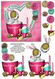 Cute Bunny & Cake 6x6 Decoupage - Birthday - Pink & Aqua