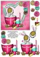 Cute Bunny & Cake 6x6 Decoupage - Have Fun! - Pink & Aqua