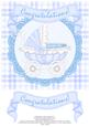 Congratulations Pram 8x8 Decoupage Card - Baby Boy - Blue