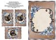 Christmas Wishes Cat A5 Insert & Tags - Blue & Brown