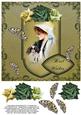 Vintage Lady in Frame 8x8 Decoupage Card 5 - Green & Lemon
