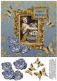 Vintage Lady in Frame 8x8 Decoupage Card 8 - Blue & Gold