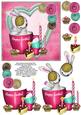 Cute Bunny & Cake 6x6 Decoupage - Happy Easter - Pink & Aqua