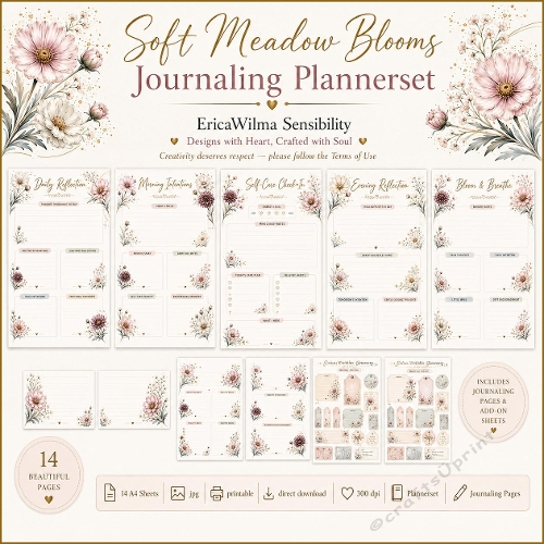 EW AI Journaling Plannerset Soft Meadow Blooms 2026