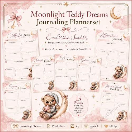 EW AI Journaling Plannerset  Moonlight Teddy Dreams 2026
