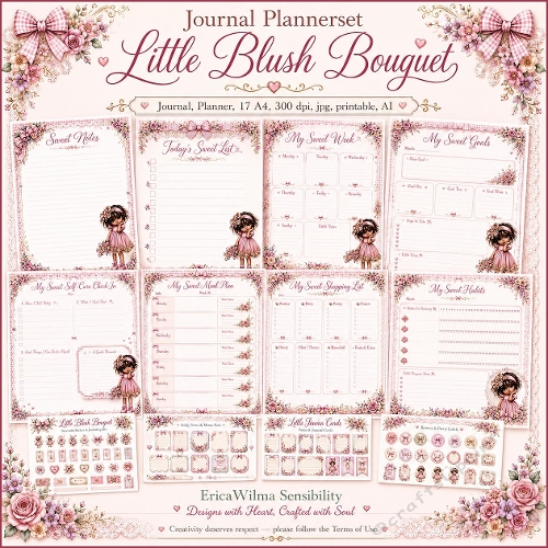 EW AI Journaling Planner Little Blush Bouquet 2026