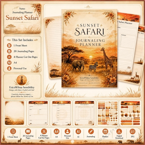 EW AI Journaling Planner - Sunset Safari 2026