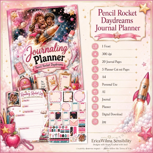 EW AI Pencil Rocket Daydreams - Journal Planner 2026