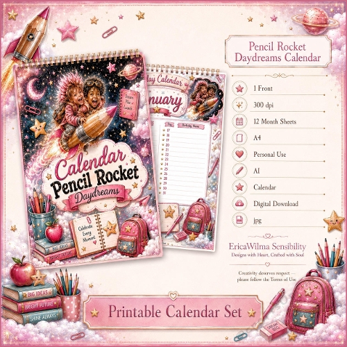 EW AI Pencil Rocket Daydreams - Birthday Calendar 2026