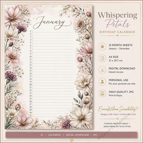 EW AI Whispering Petals - Birthday Calendar 2026