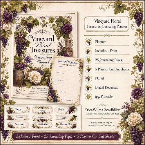 EW AI Vineyard Floral Treasures Journaling Planner 2026