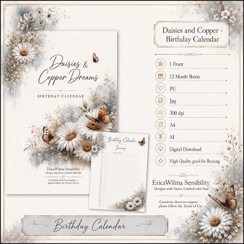 EW AI Daisies and Copper Dreams - Birthday Calendar 2026