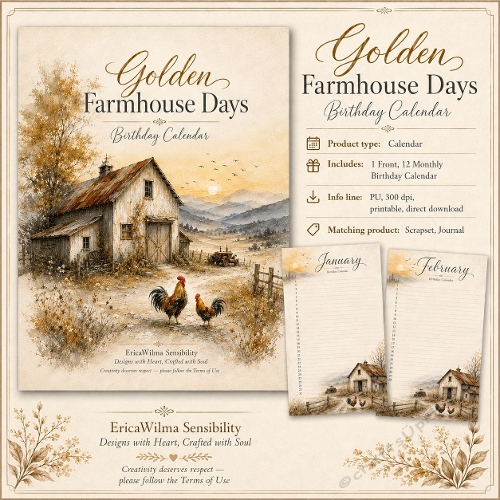 EW AI Golden Farmhouse Days - Birthday Calendar 2026