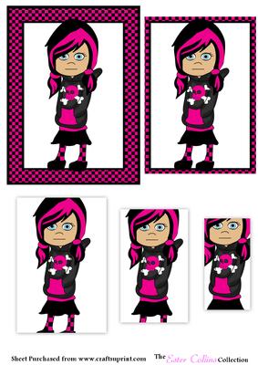 Gothic Emo Girl Pyramid in Pink