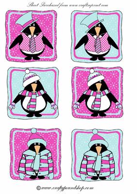 Pink and Blue Penguin Toppers
