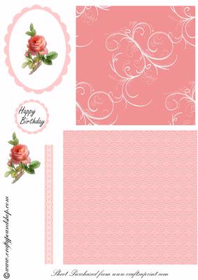 Pink Rose Square Card Topper