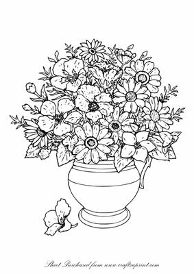 Vase of Flowers Digi Stamp