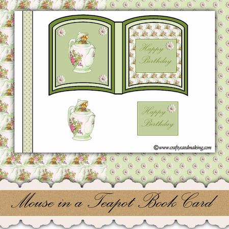 Mouse in a Teapot Open Book Card