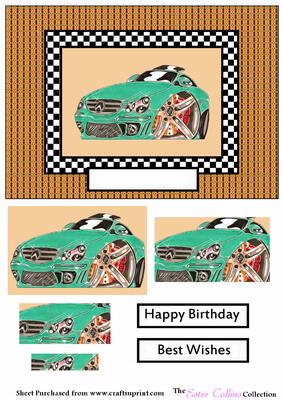 Green Car Pyramid Card Front