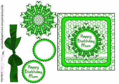 Square Happy Birthday Mum in Green
