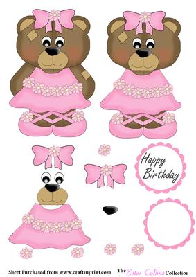 Sweet Ballerina Bear Decoupage