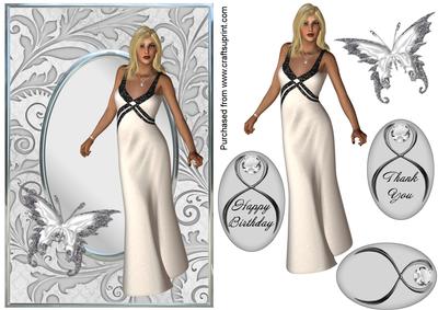 Art Deco Lady and Butterfly