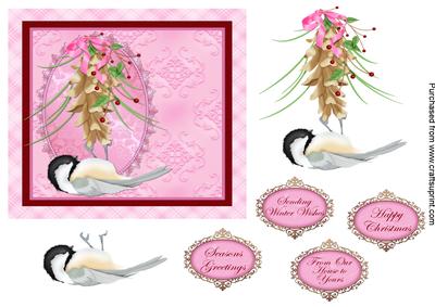 Pink Christmas Card Front Topper