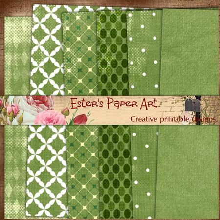 Shabby Moss 12x12 Scrapbooking or Card Papers