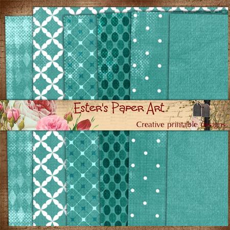 Shabby Teal 12x12 Scrapbooking or Card Papers