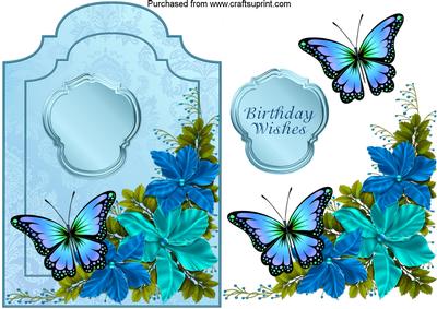 Floral Butterfly Scallop Topped Card Front