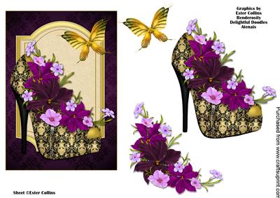 Gold Floral Shoe