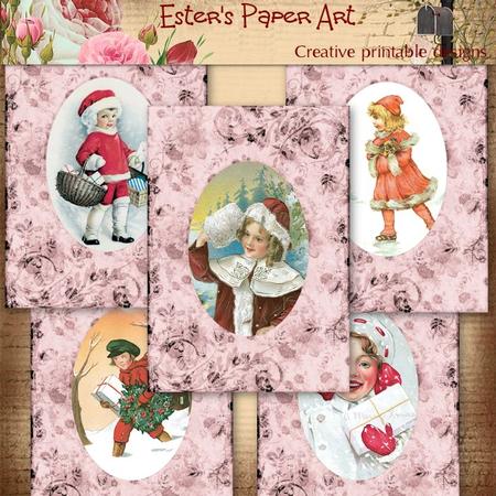 Vintage Christmas Card Fronts in Pink