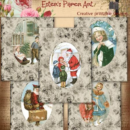 Vintage Christmas Card Fronts in Sepia